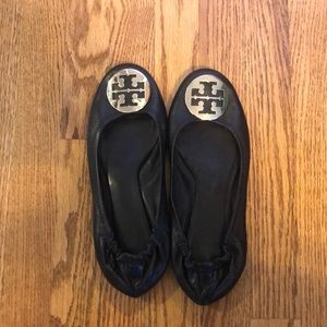 Tory Burch black and Silver flat